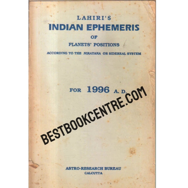 indian ephemeris of planets positions for 1996 A D