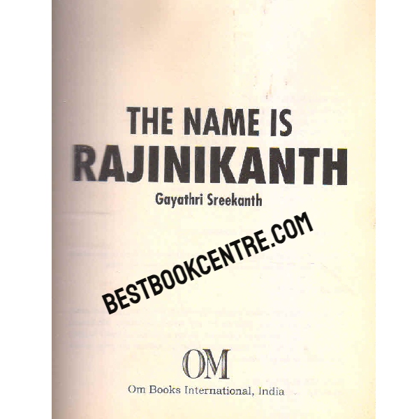the name is rajinikanth 1st edition