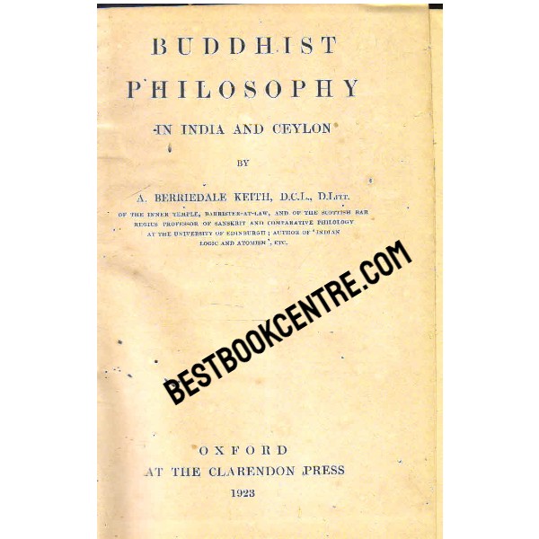Buddhist Philosophy in India and Ceylon 1st edition
