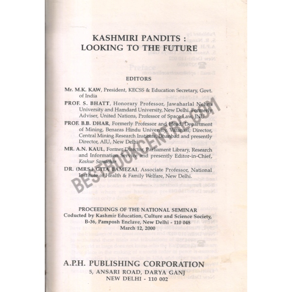 Kashmiri Pandits ; looking to the future 