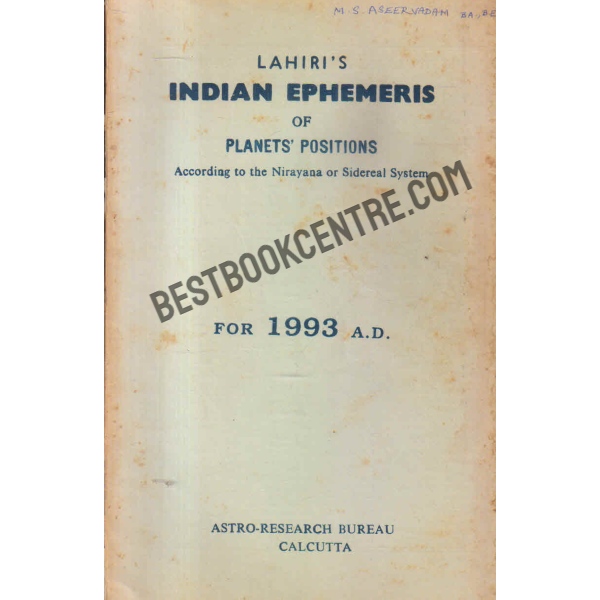 Indian ephemeris of planets according to the nirayana or sidereal system for 1995 A D