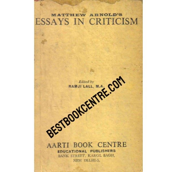 Mathew Arnolds Essays in Criticism