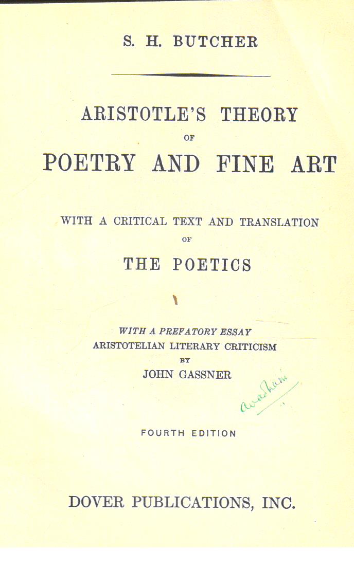 Aristotle Theory of Poetry and Fine Art
