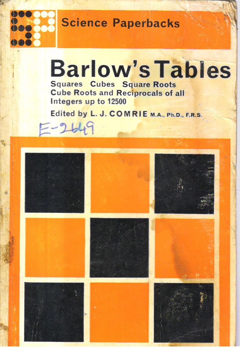 Barlows Tables