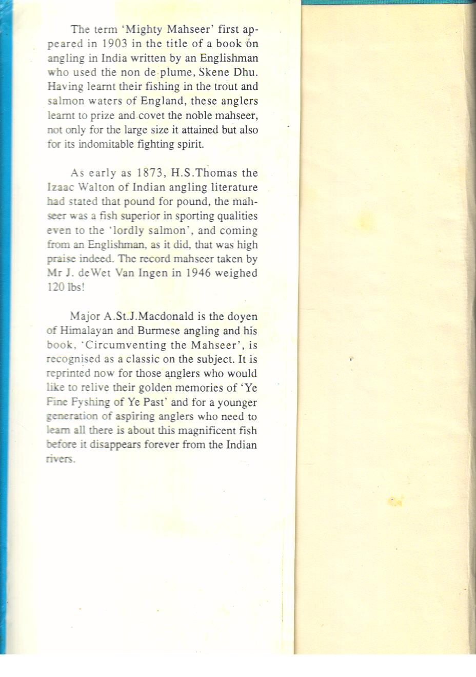 Circumventing The Masheer & Other Sporting Fish in India & Biurma