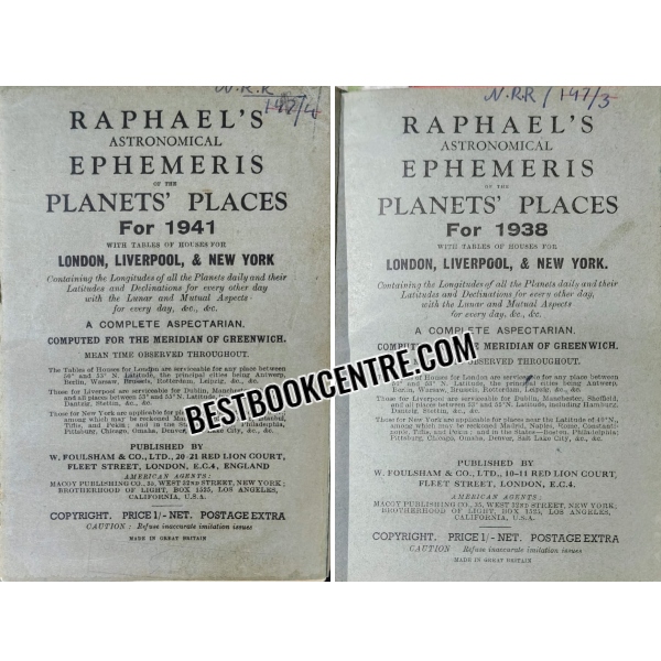 raphaels astronomical ephemeris of the planets places for 10 years