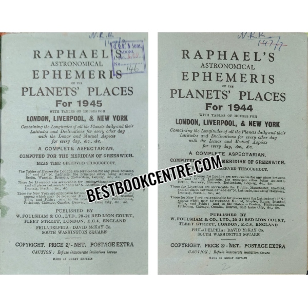 raphaels astronomical ephemeris of the planets places for 10 years
