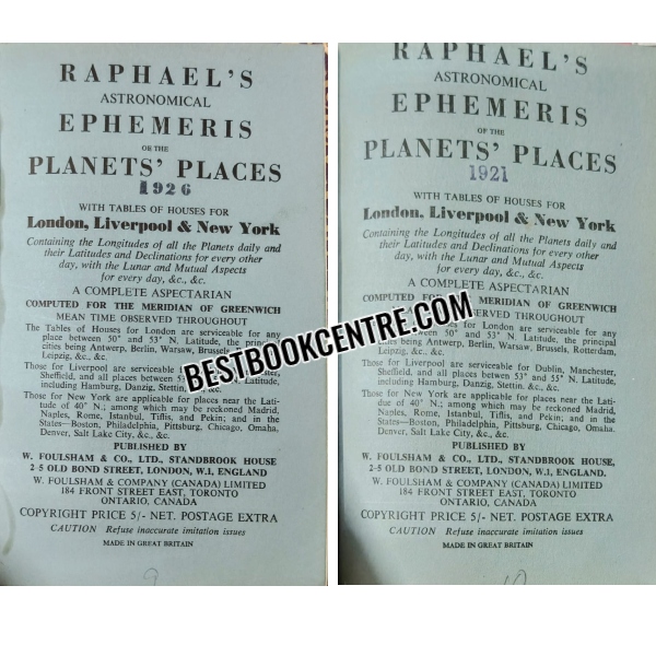 raphaels astronomical ephemeris of the planets places for 10 years