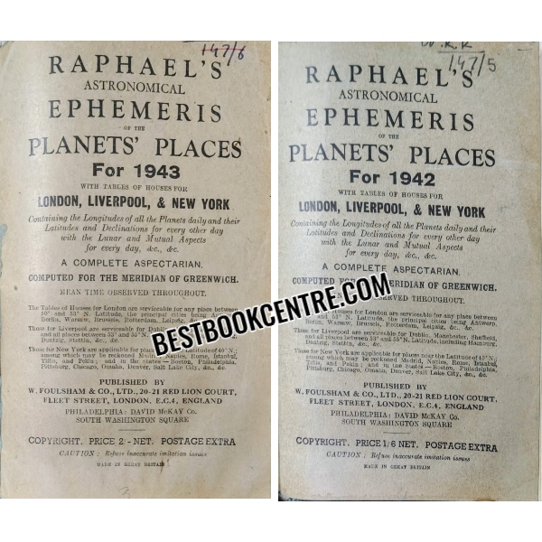 raphaels astronomical ephemeris of the planets places for 10 years