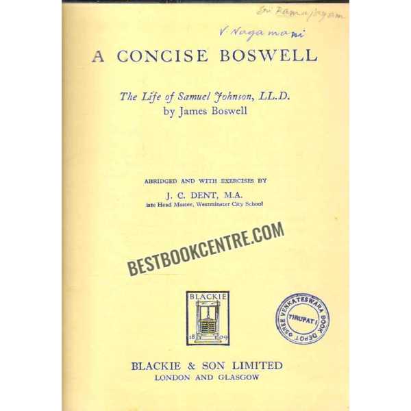 A Concise Bosewell The Life of Samuel Tohnson