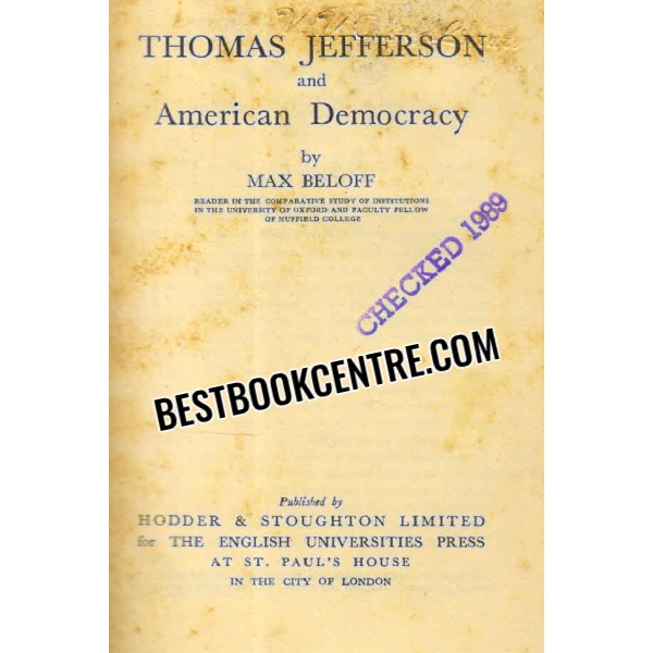 thomas jefferson and american democracy 1st edition