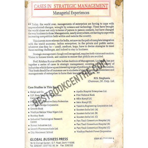Cases In Strategic Management First Edition