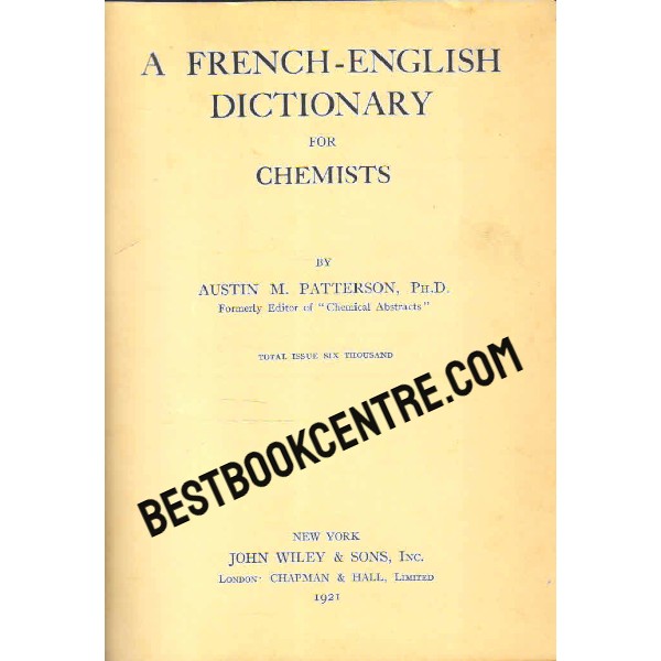 A French English Dictionary for Chemists