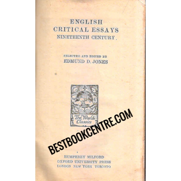 English Critical Essays Nineteenth Century
