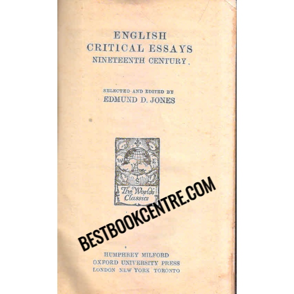 English Critical Essays Nineteenth Century