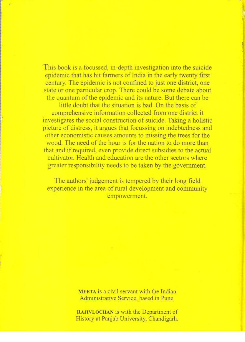 Farmers Suicide Facts and Possible Policy Interventions. 1st Edition