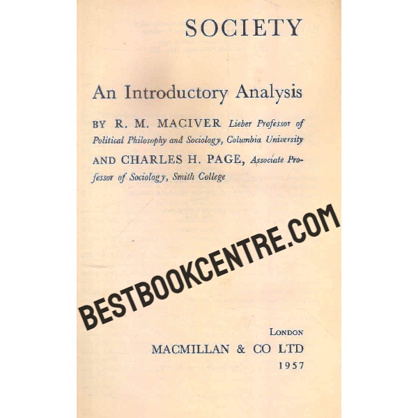 society an introductory analysis