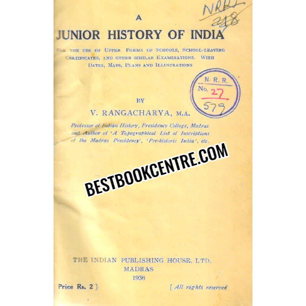 A JUNIOR HISTORY OF INDIA 1st edition