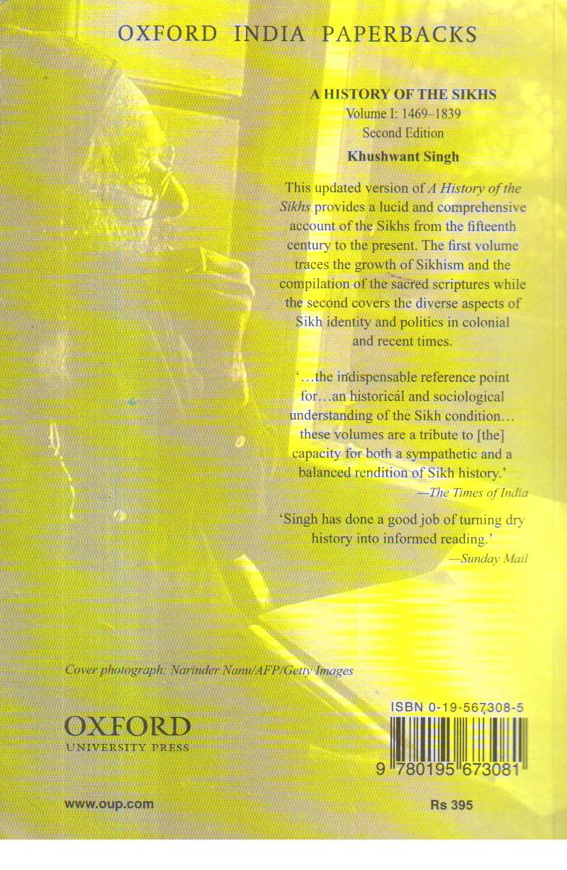 A History of the Sikhs.