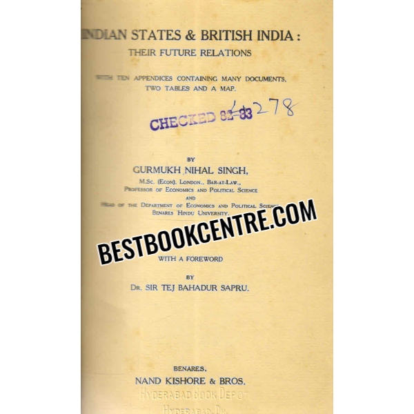 indian states and british india their future relations 1st edition