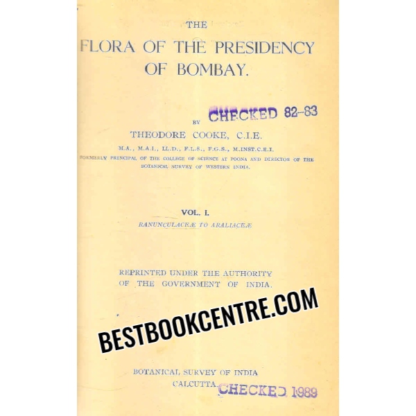 the flora of the presidency of bombay vol 1 