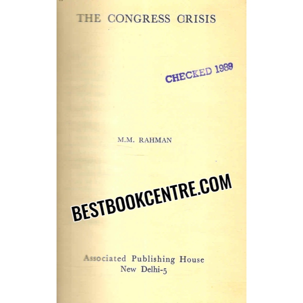 the congress crisis 1st edition