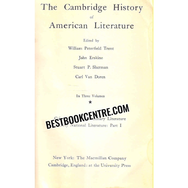 the cambridge history of american literature volume 1