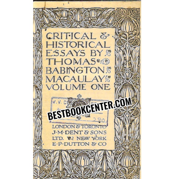 critical historical essays, critical and historical essays  volume 1 and 2