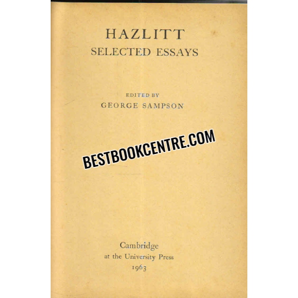 hazlitt selected essay 