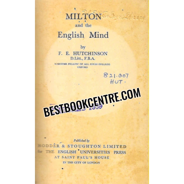 milton and the english mind 1st ediiton