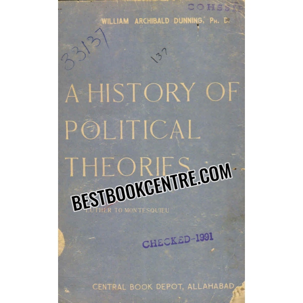 a history of political theories from Luther to Montesquieu
