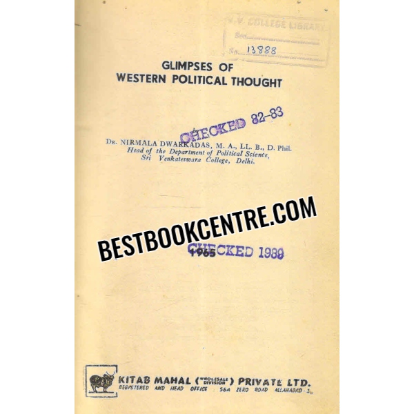 glimpses of western political thought 1st edttion