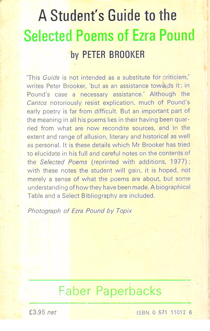 A Students Guide to the Selected Poems of Ezra Pound