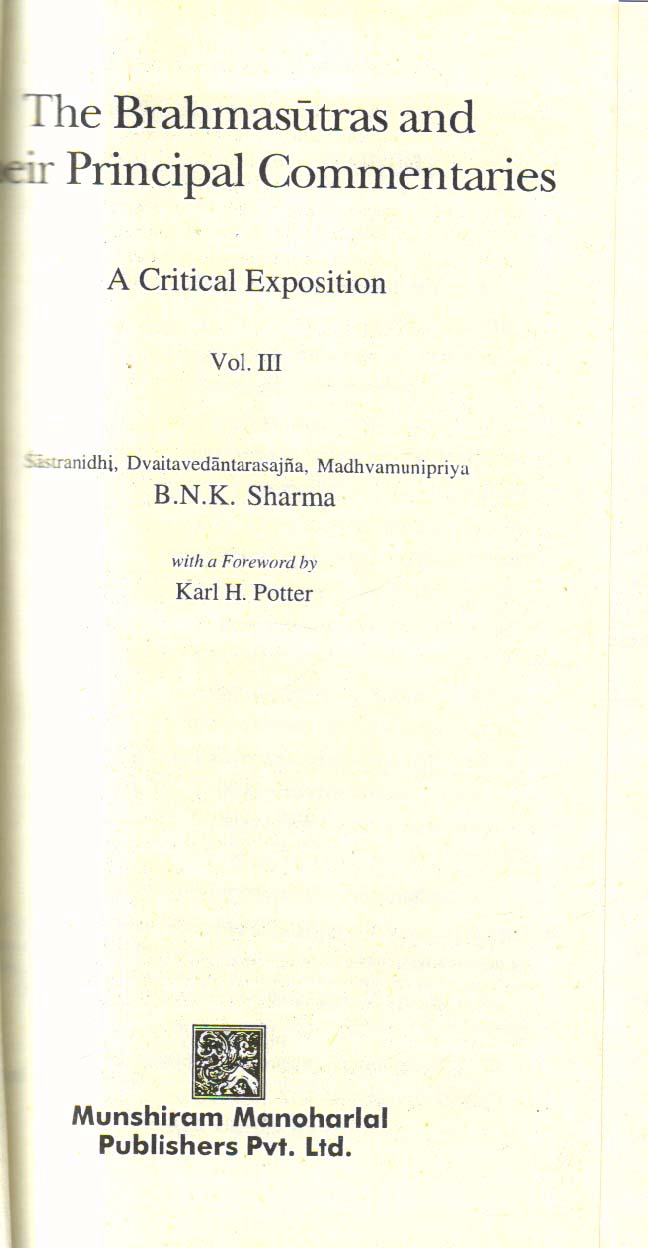 The Brahmasutras and their principal commentaries. volume 3