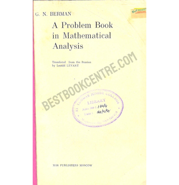 A Problem Book In Mathematical Analysis