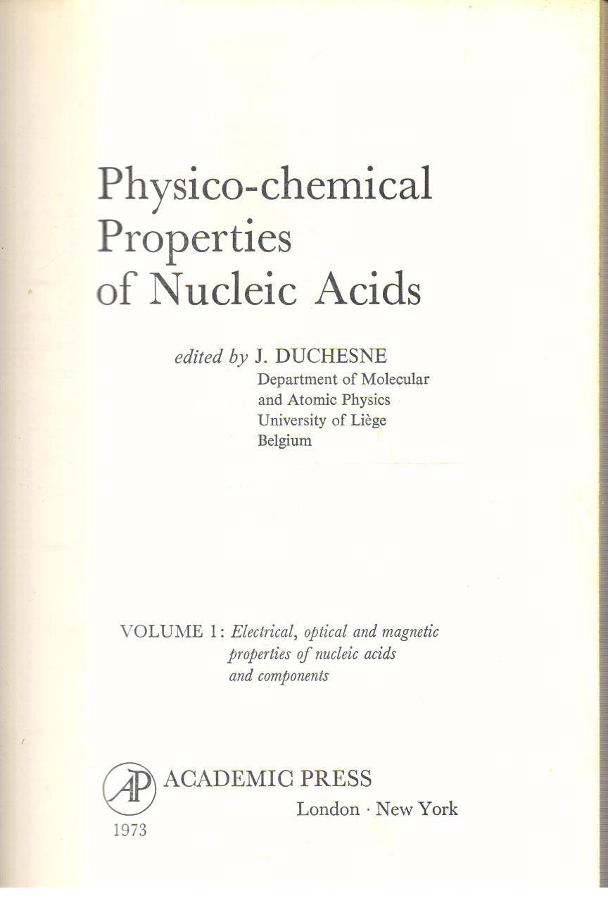 Physico Chemical Properties of Nucleic Acids.