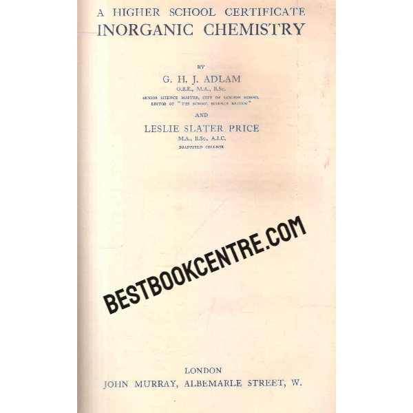 a higher school certificate inorganic chemistry